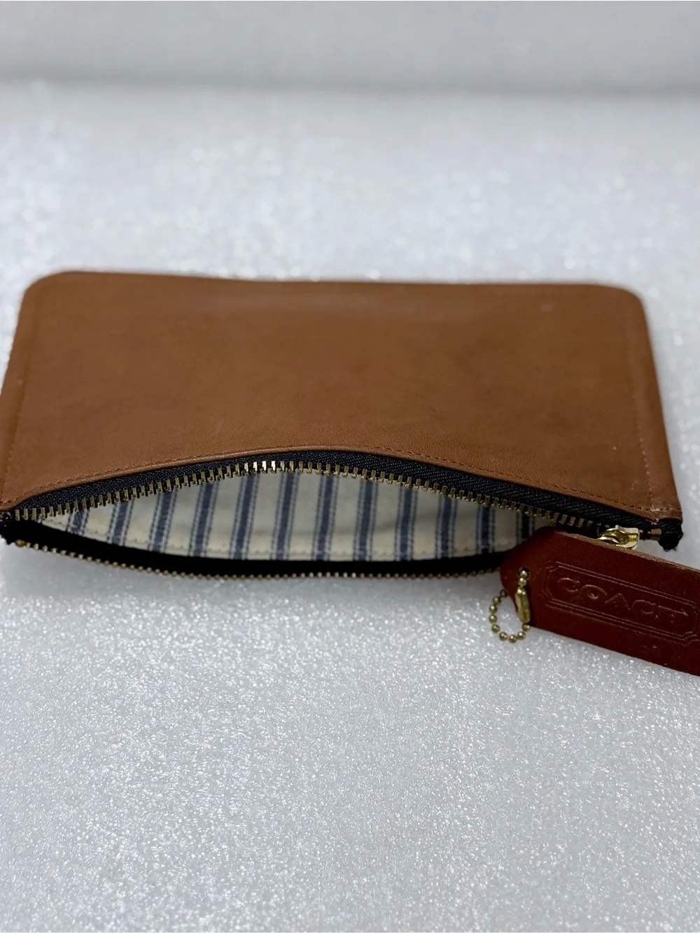 Vintage Coach British Tan Slim Makeup Bag